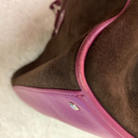 Chocolate Pink Cole Haan Alexa Suede Shoulder Bag - Picture 11 of 13